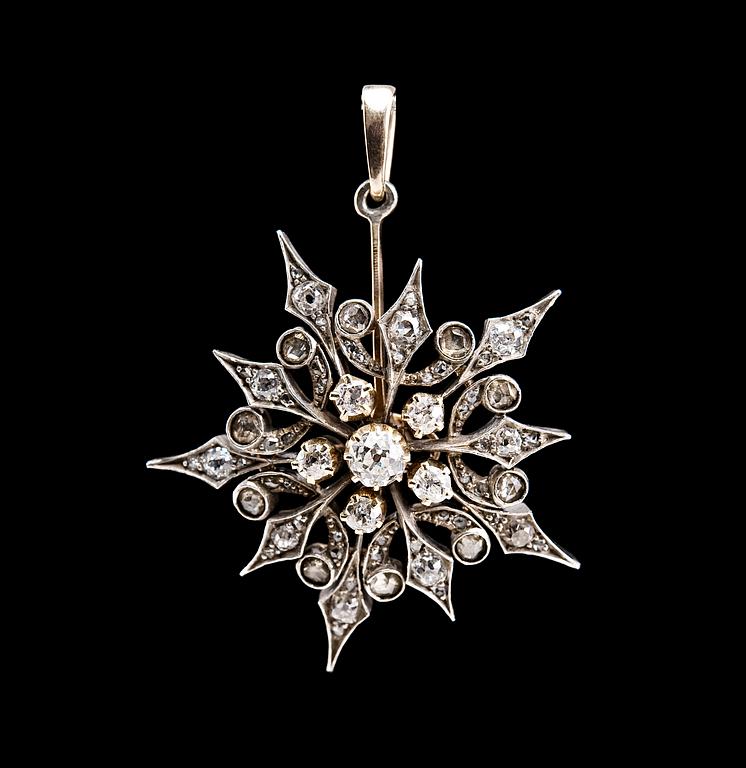 A PENDANT, old- and rose cut diamonds c. 1.20 ct.