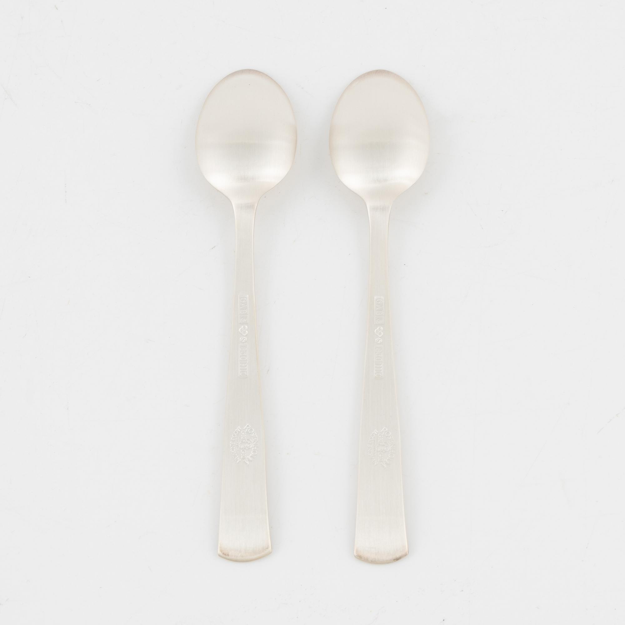 Jacob Ängman, a set of twelve 'Rosenholm' silver coffee spoons, jubilee edition, GAB, 1982.