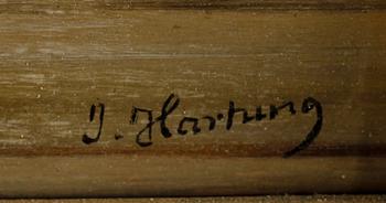 OKÄND KONSTNÄR, olja på pannå, sign J Hartung, 1800-tal.