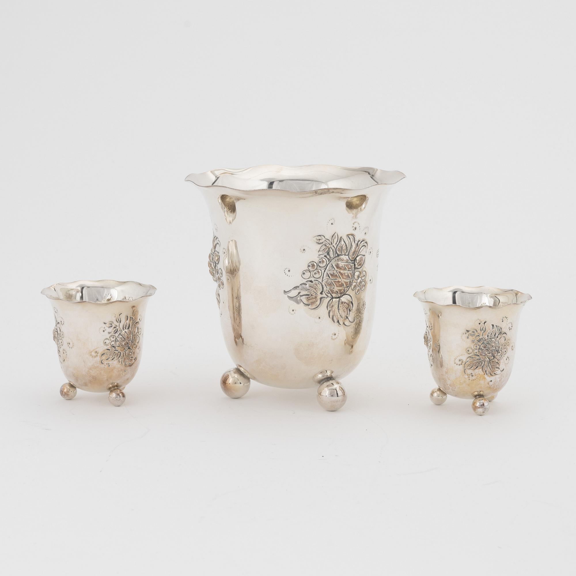 Three silver bowls, GAB, Stockholm, Sweden, 1946.