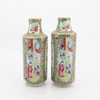 A pair of Chinese kanton porcelain vases later part of the 19th century.