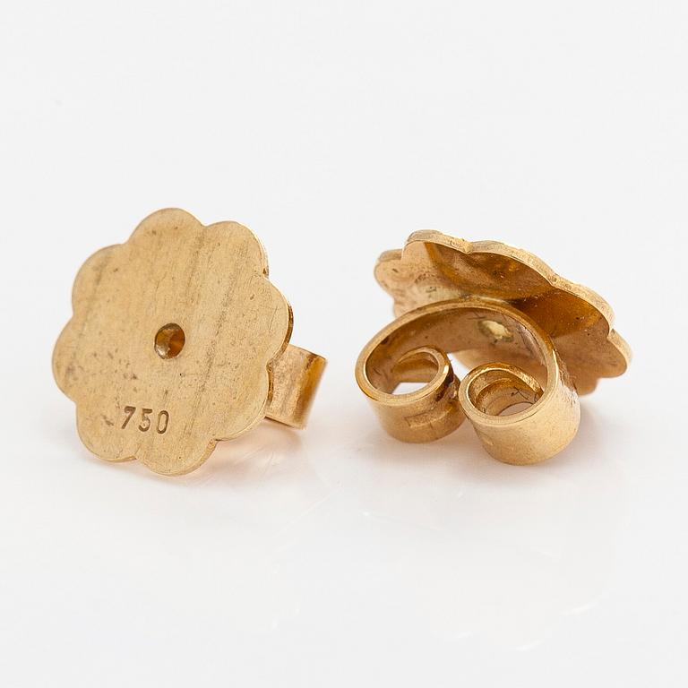 Örhängen, platina, 18K guld, gammalslipade och rosenslipade diamanter, syntetiska safirer och pärlor.