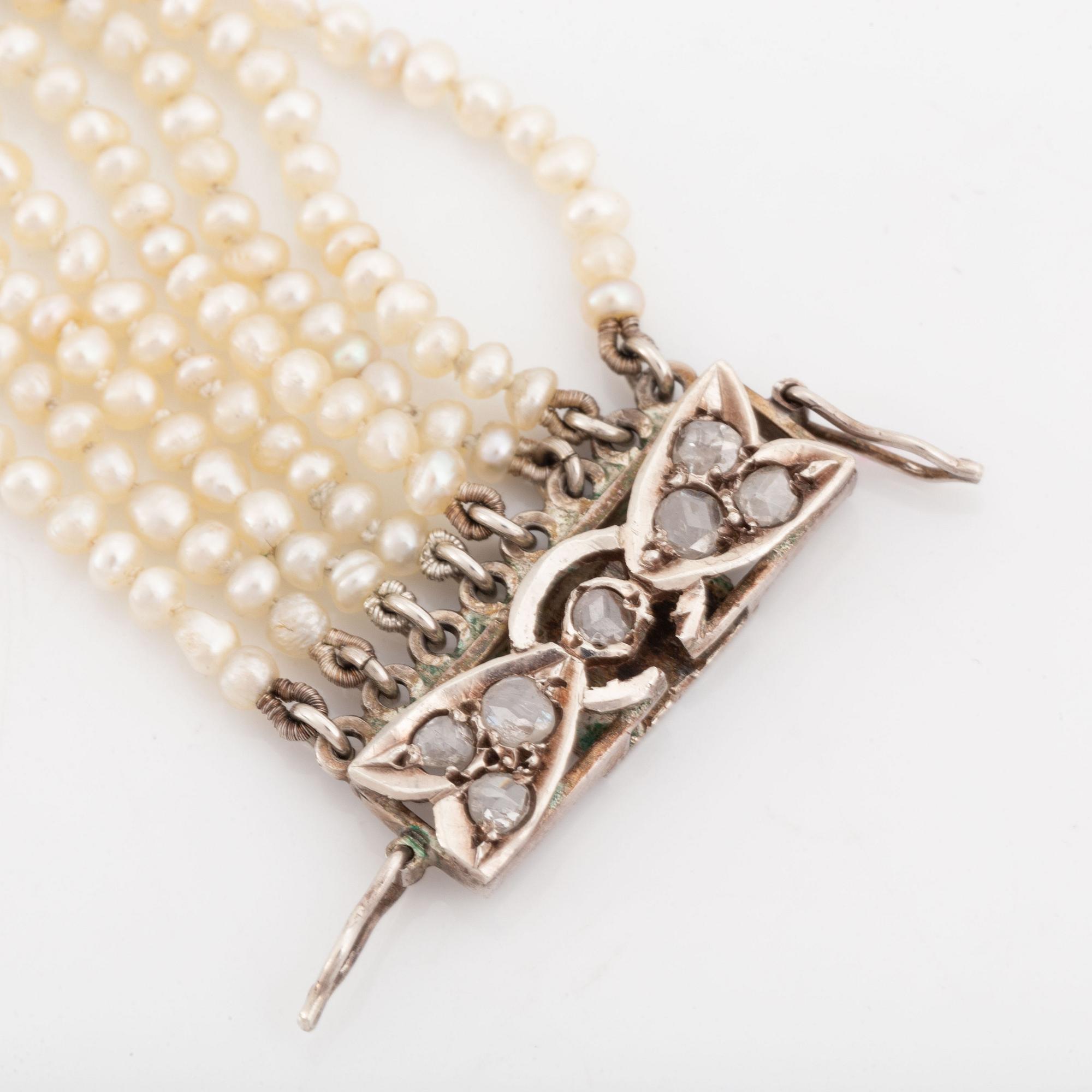 Seed pearl and rose cut diamond bracelet.