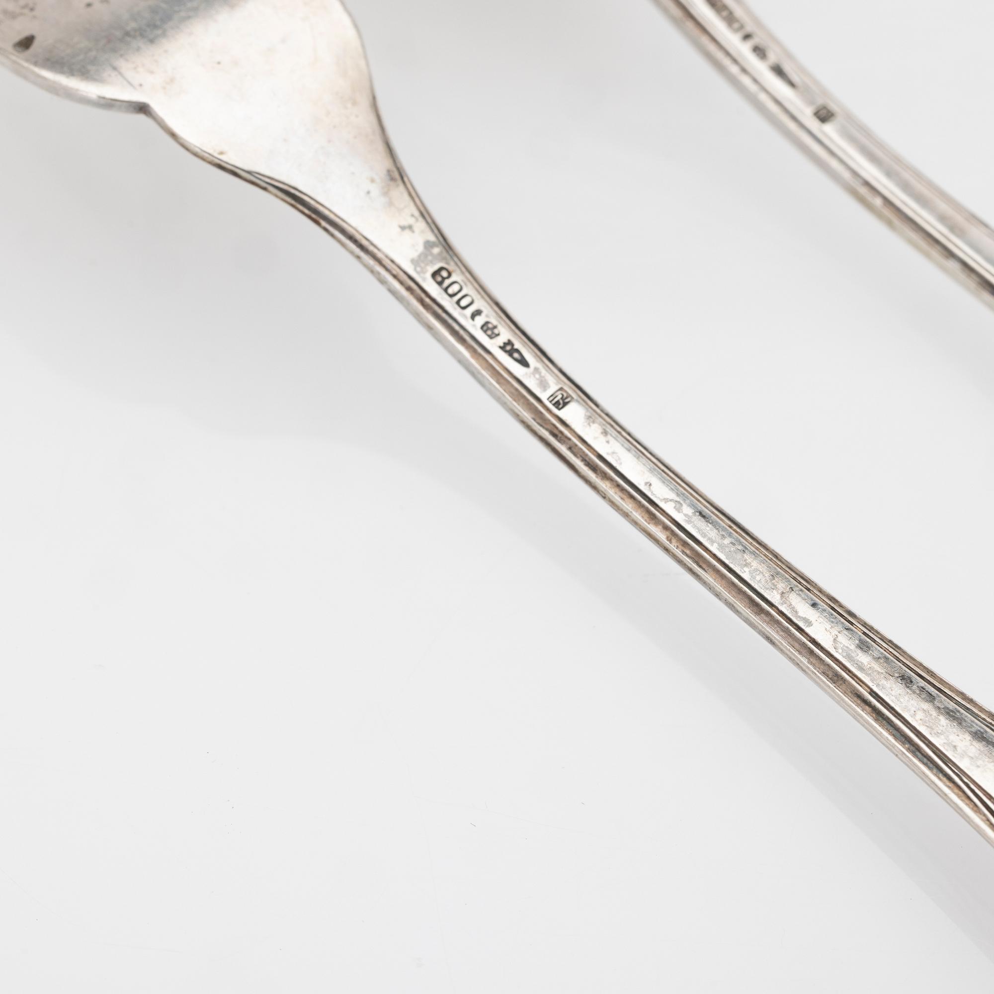 Fish cutlery, 22 pieces, silver, Germany.