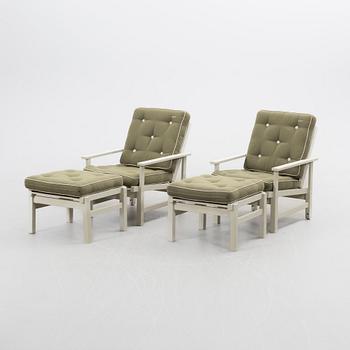 Elsa Stackelberg, Armchairs with footstool, a pair, Fri Form, late 20th century.