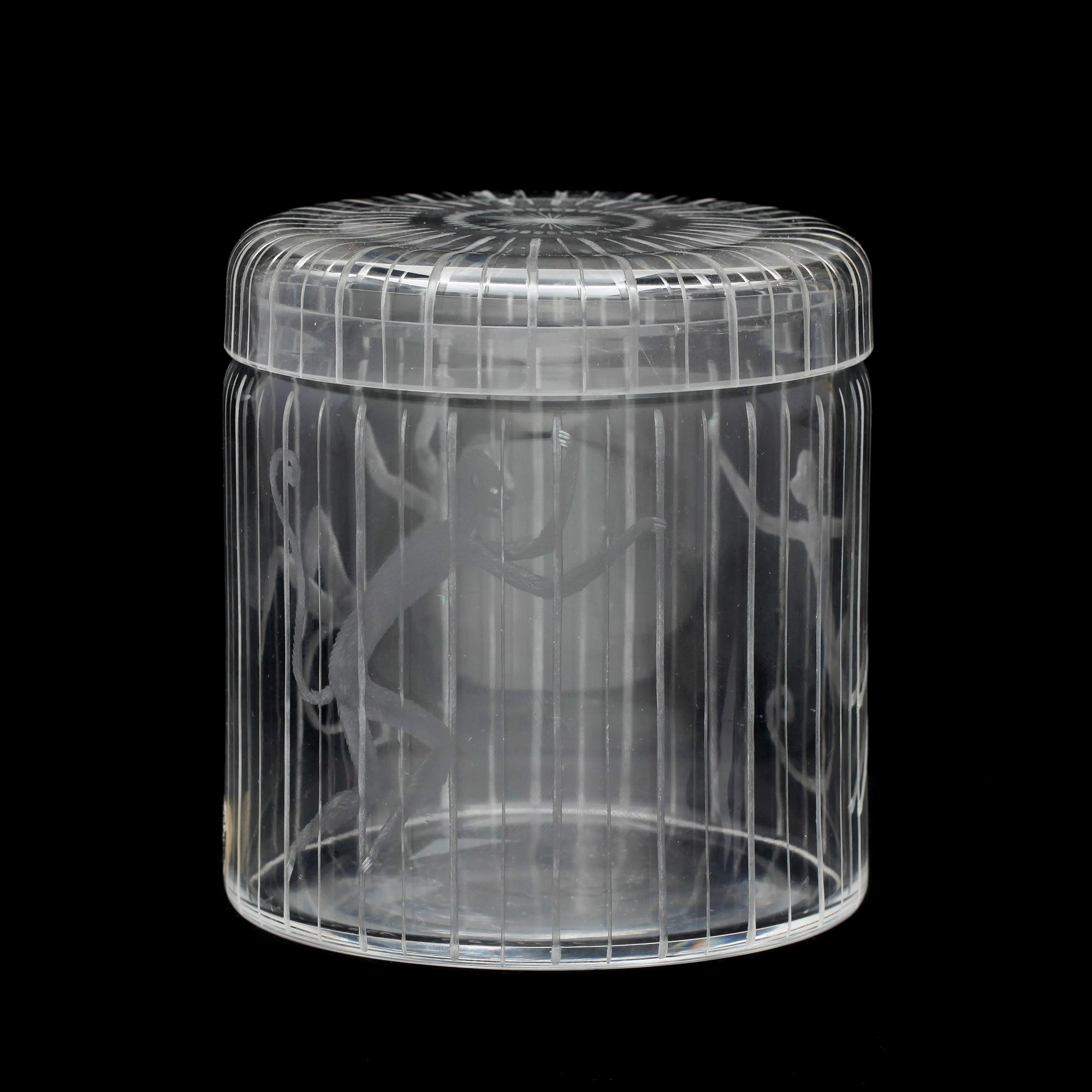 BURK MED LOCK, glas. Edward Hald, "Apburen", Orrefors, sign.