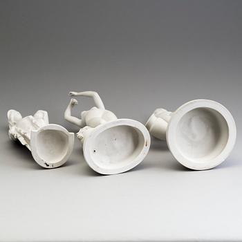 THREE PARIAN FIGURES, Gustafsberg, ca 1900.
