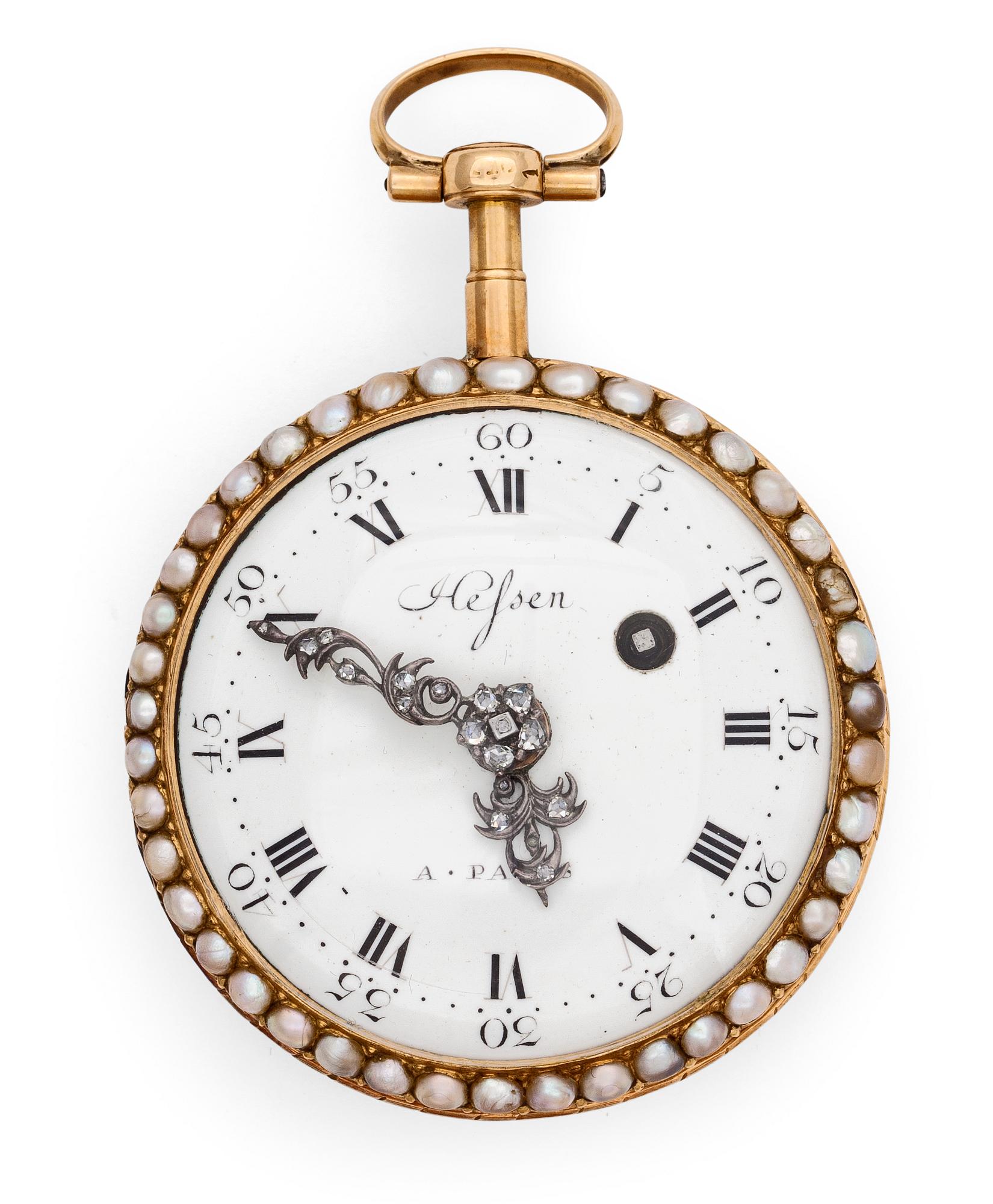 A gold cylinder pocket watch, André Hessén, Paris, c. 1780.