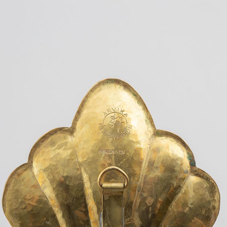 Lars Holmström, a pair of brass sconces, Arvika, Sweden, mid 20th century.