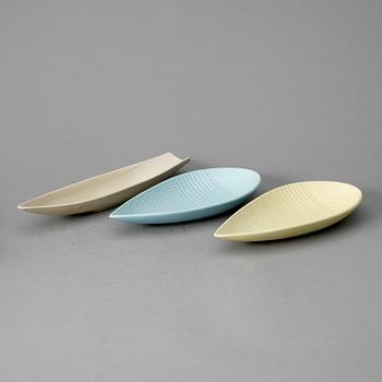 SKÅLAR, 3 st, fajans samt stengods, "Endive" samt "Reptil", Stig Lindberg, Gustavsberg.