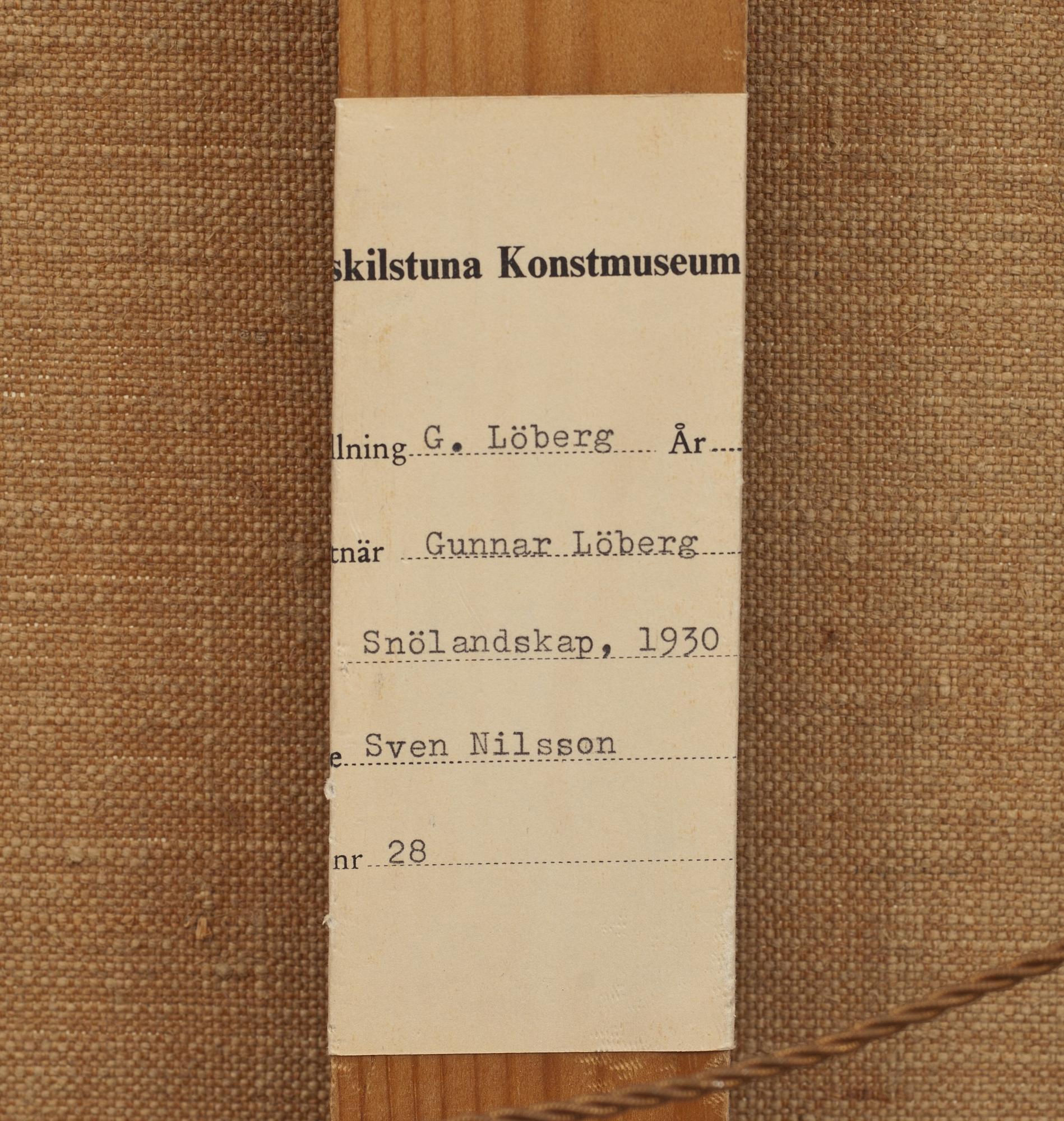 GUNNAR LÖBERG, olja på duk. Ej signerad.