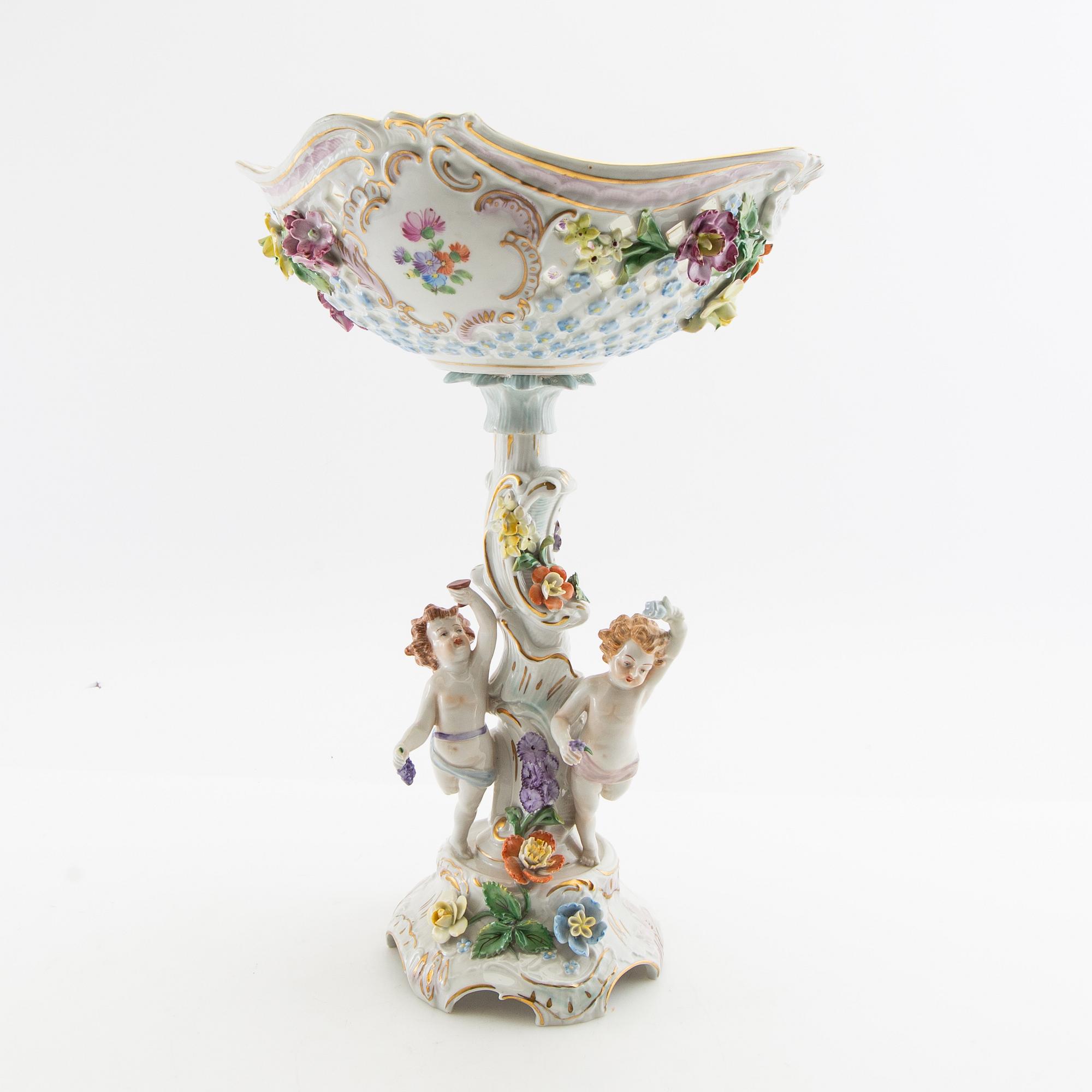 Two  bowls Rococo style Dresden Germany porcelain mid-20th century.