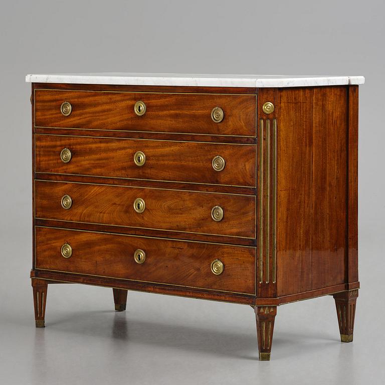 A late Gustavian mahogany commode, Stockholm, late 18th century.