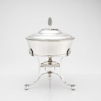 A Swedish Empire silver tureen on stand, mark of Johan Petter Grönvall, Stockholm 1829.