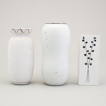 STIG LINDBERG, 3 stycken vaser av stengods "Grazia", Gustavsberg 1950/60-tal.
