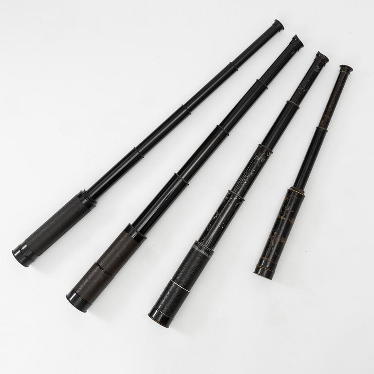 Four telescopes, 20th century, of which 2 by Busch.