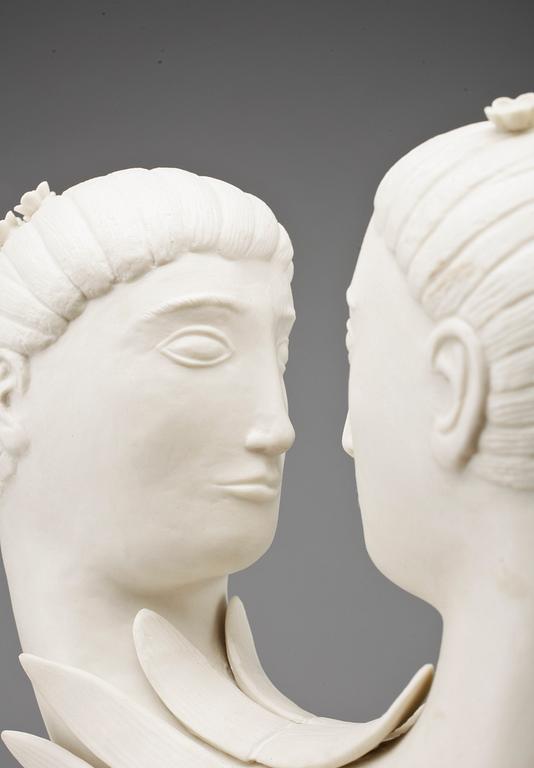 STIG LINDBERG, 2 st, figuriner, parian, ur serien Figurin, Gustavsberg.