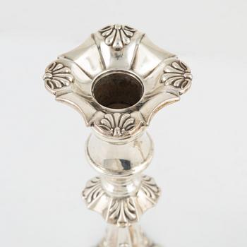 Two silver candleholders, Hampton Utilities, Birmingham, England, 1990.
