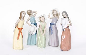 FIGURINER, 5 st, porslin, Lladro.