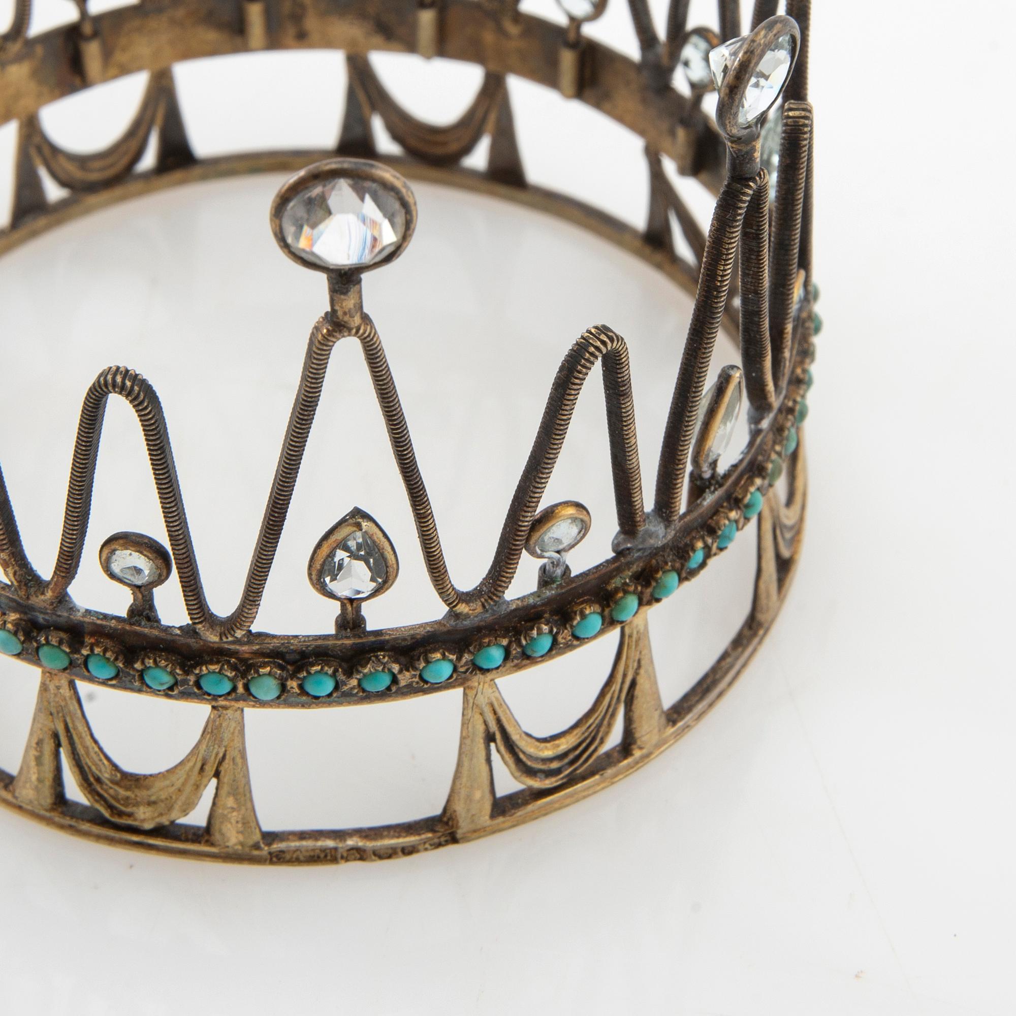 Bride's crown of gilded silver with turquoises and colourless stones, Stockholm 1936.