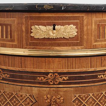 The "De Geer cabinets" a pair of demi-lune cabinets by Georg Haupt (master in Stockholm 1770-1784), Gustavian.