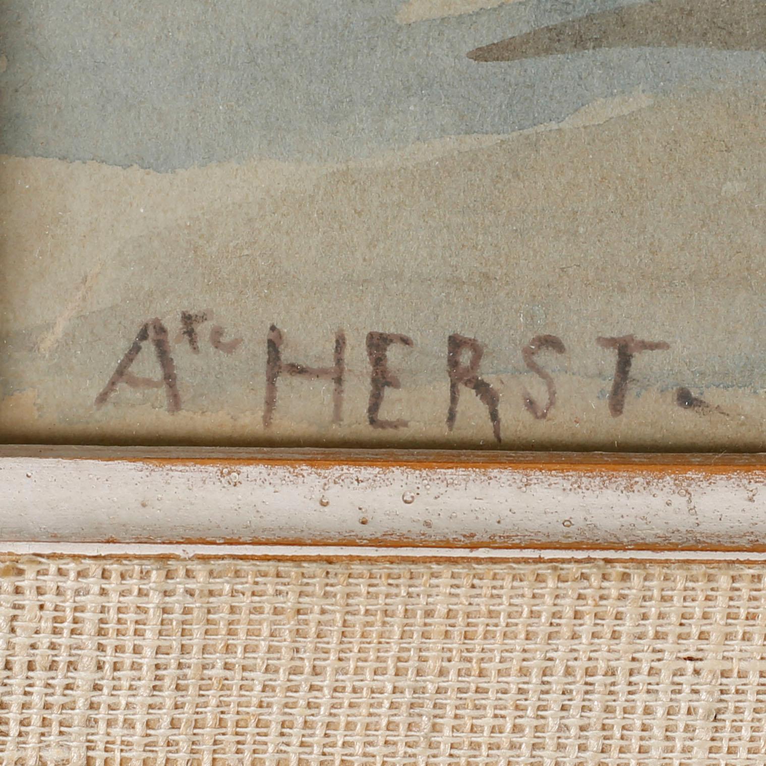 AUGUSTE CLÉMENT JOSEPH HERST, akvarell, signerad.