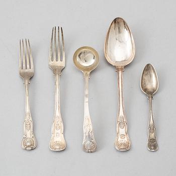 A Silver Cutlery "Kings Pattern", including PA Nordin, Hudiksvall 1869, Goldsmiths & Silversmiths Co Ltd, London 1906.