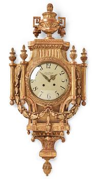 A Gustavian late 18th century wall clock by Petter Ernst (clockmaker in Stockholm 1753-1784).