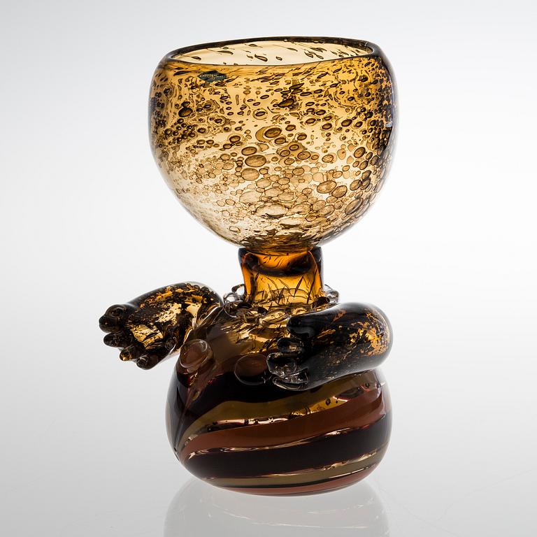 BJÖRN WECKSTRÖM, ART GLASS. Signed Björn Weckström Nuutajärvi Notsjö -77.