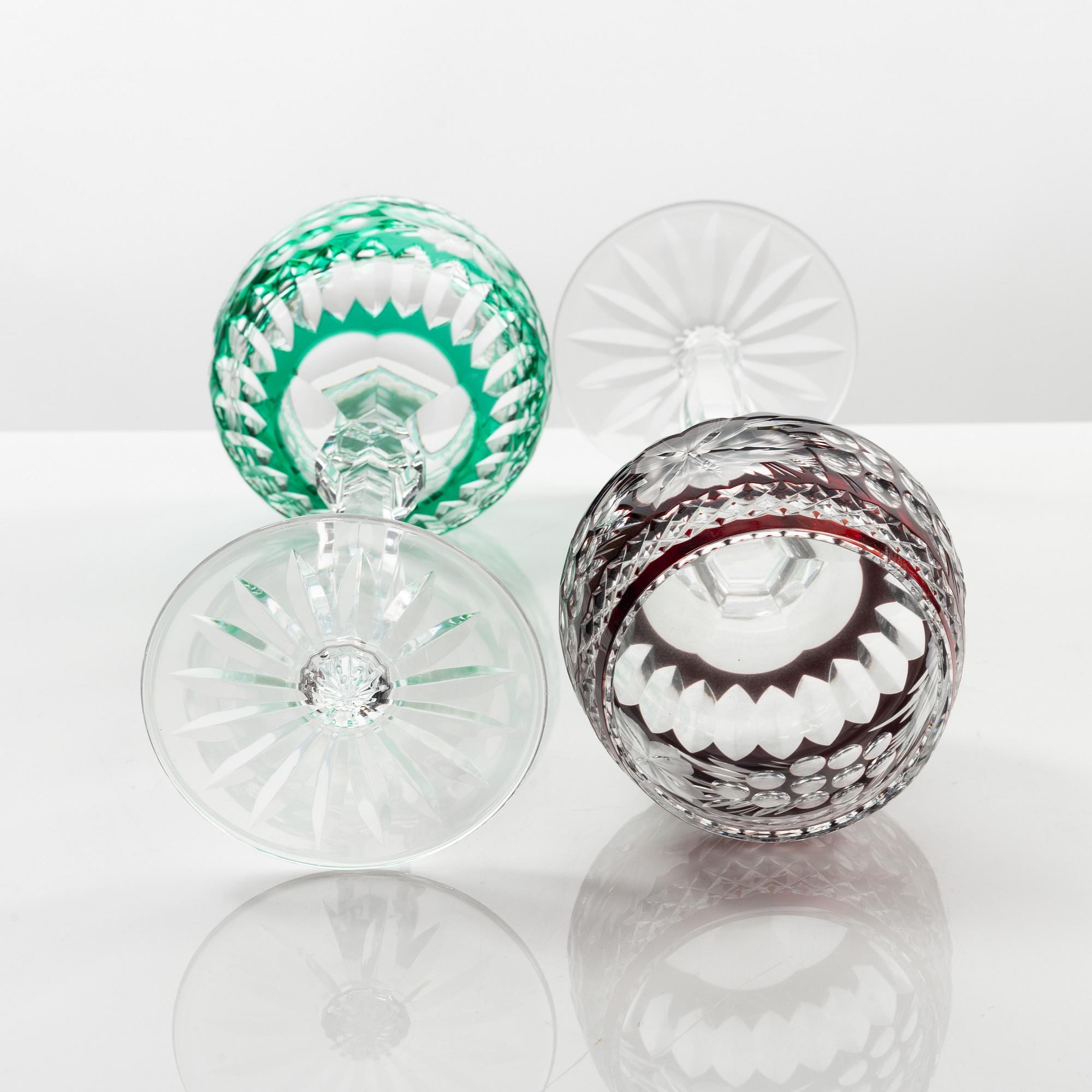 A set of eleven Bohemian style wine glasses, 20th Century.