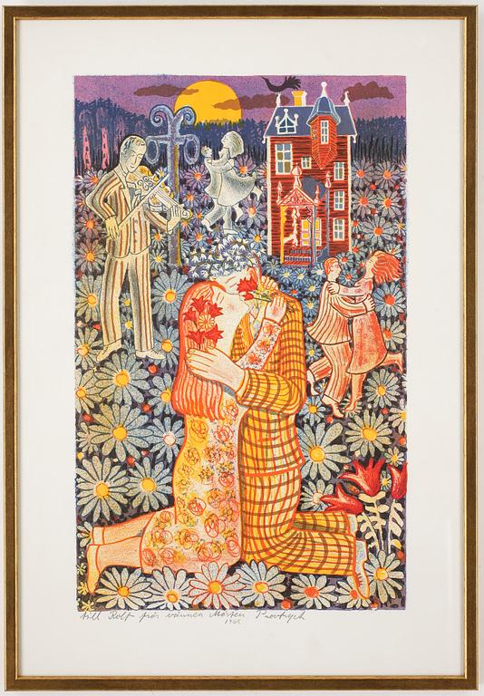 MÅRTEN ANDERSSON, färglitografi, provtryck, 1963, signerad.