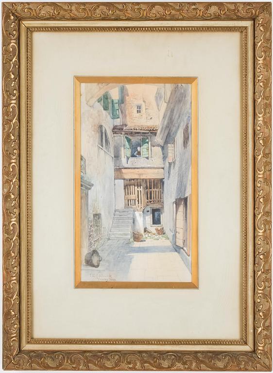 FRANS WILHELM ODELMARK, akvarell med täckvitt, signerad och daterad Venedig 1882.