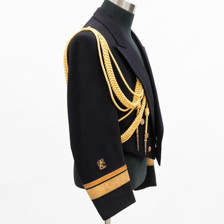 A Finnish naval officer's mess uniform and cape, second half of 20th Century.