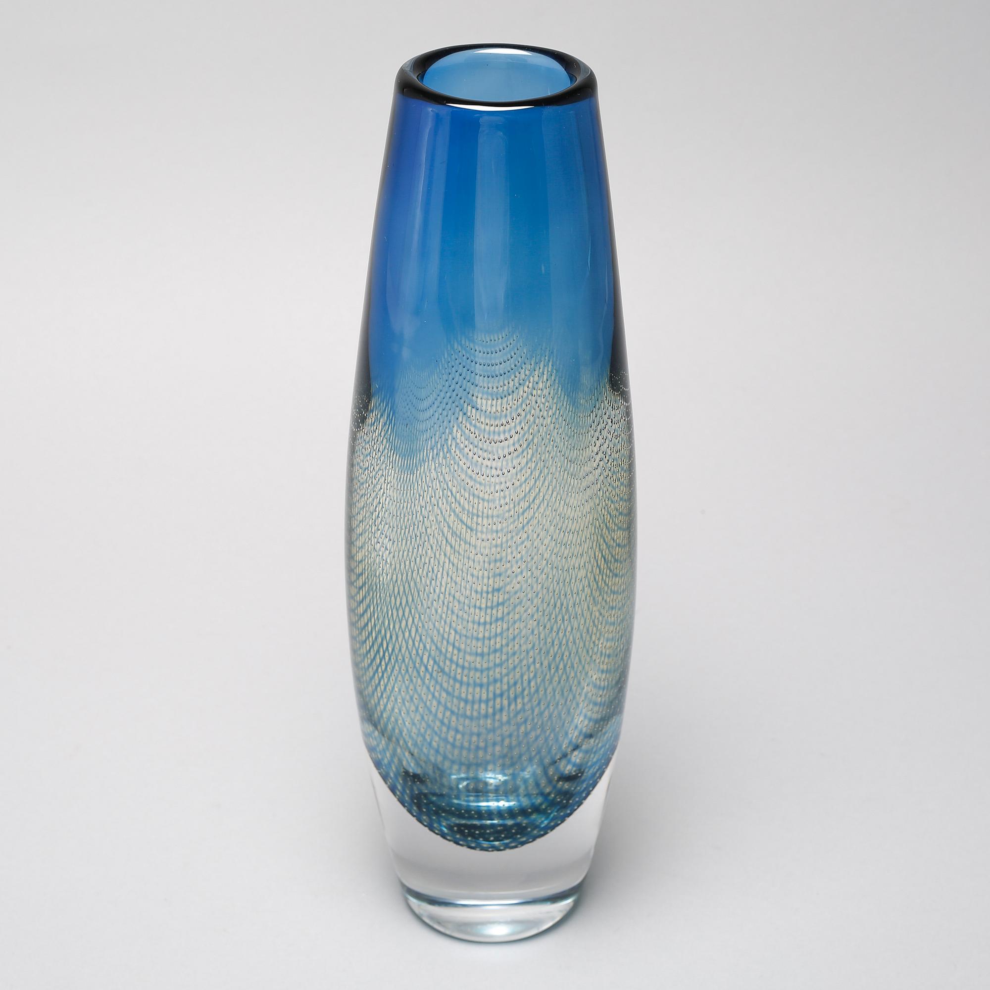 A glass vase by Sven Palmqvist, "Kraka", for Orrefors, numbered 323 and signed.