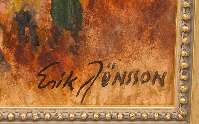 ERIK JÖNSSON, olja på pannå. Signerad.