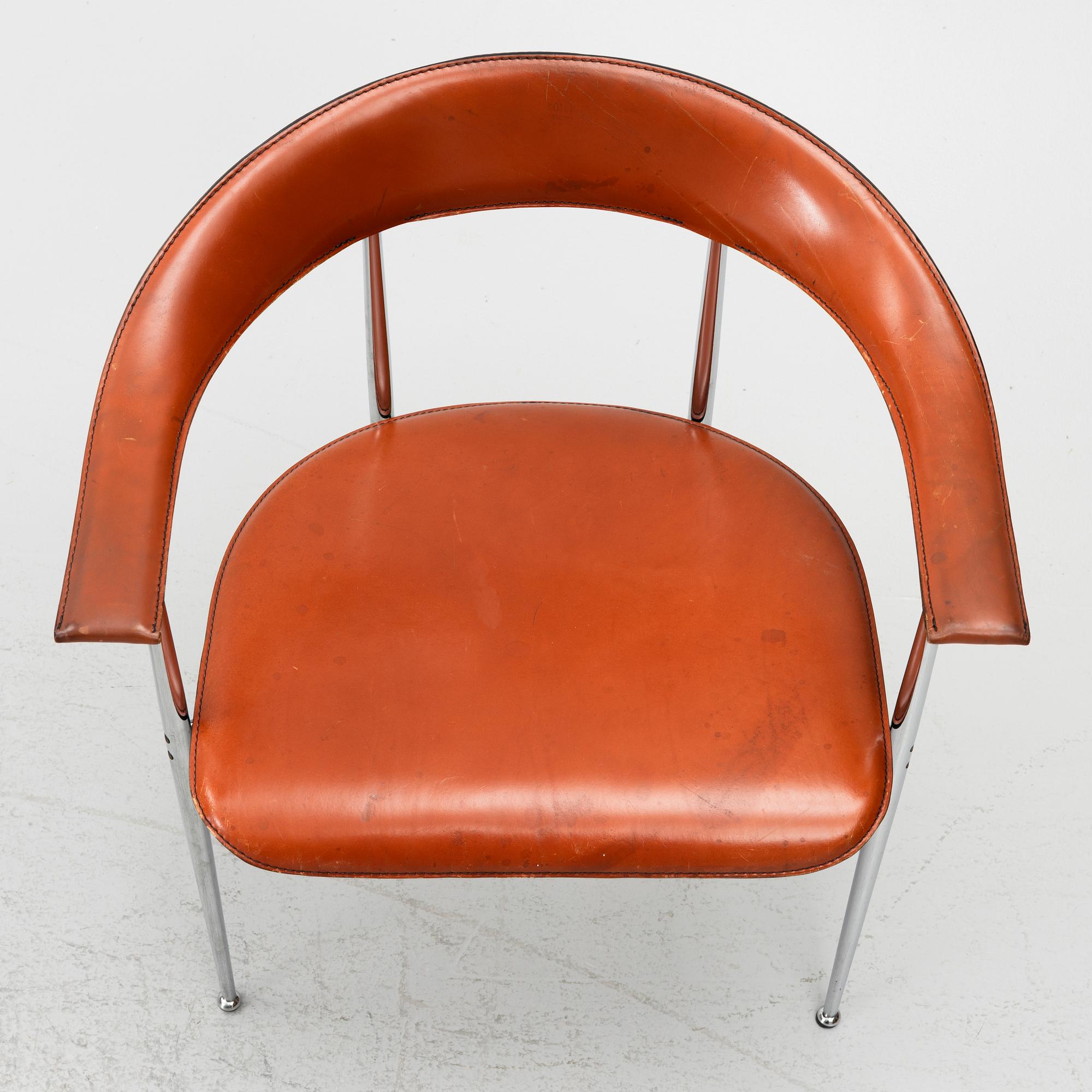 A set of three arm-chairs by G Vegni and G Gualterotti, 'P40', Fasem, 1980's.