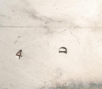 SKRIN, försilvrat tenn, Bitter & Gobbers, Metallwaren Fabrik (B&G Imperial), Krefeld, Tyskland, jugend, omkring 1900.