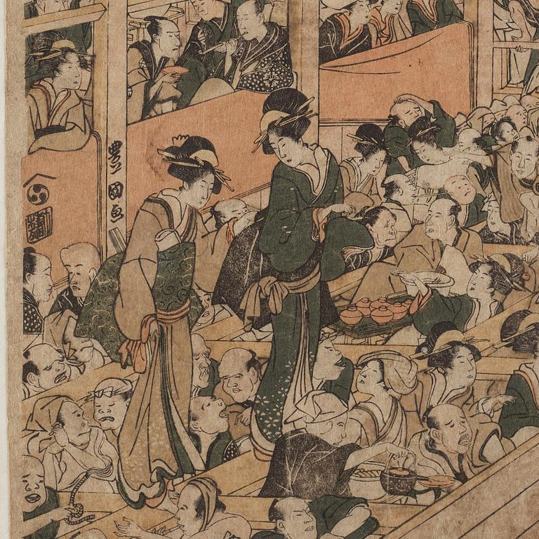 UTAGAWA TOYOKUNI I (1769-1825), efter, färgträsnitt. Japan, 1800-tal.