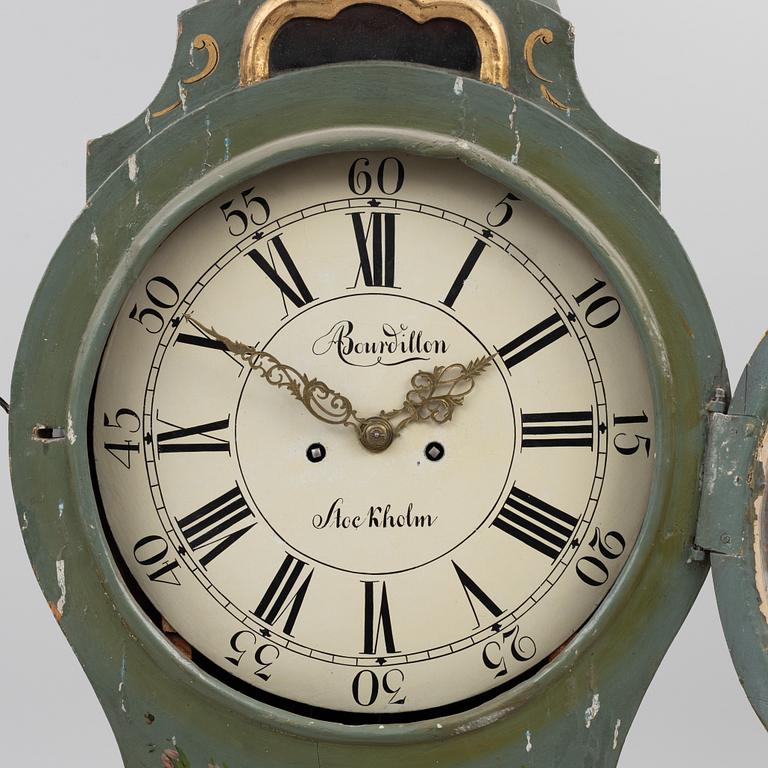 A Swedish Rococo longcase clock. The dial signed by Augustin Bourdillon, Stockholm.