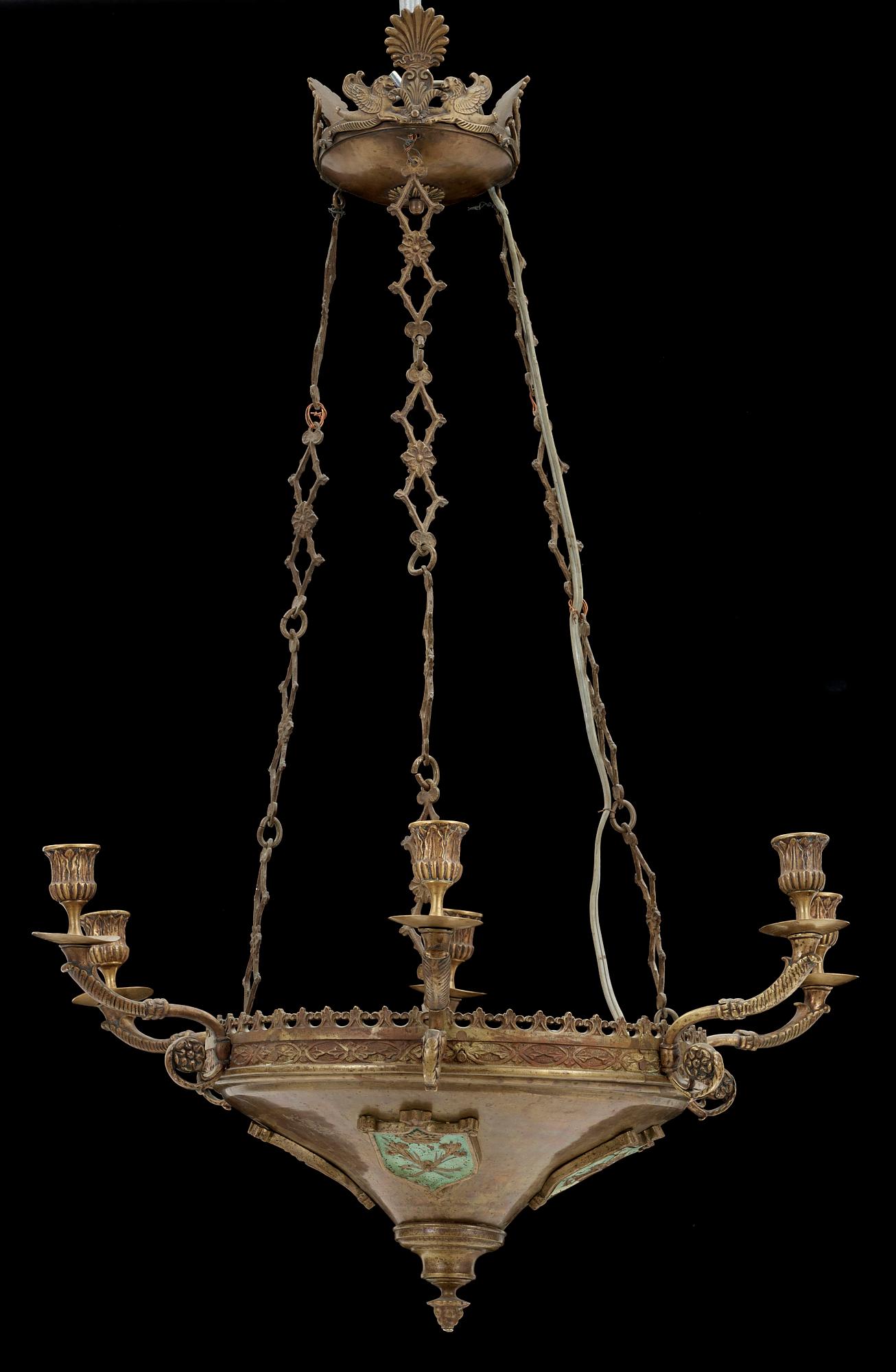 TAKAMPEL, mässing, senempire, 1800-tal. H ca 75.