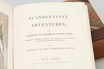 BOK, 2 vol, "Scandinavian Adventures" av Llewellyn Lloyd, London 1854.