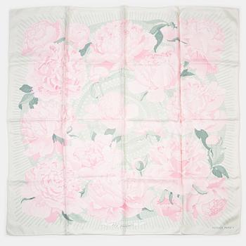 Hermès, a 'Les Pivoines' twill silk scarf.