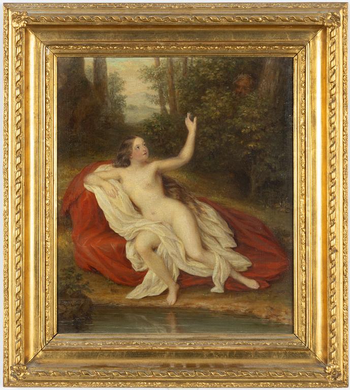 Erik Wahlbergson, Woman and faun by the shore.