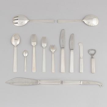 Sigvard Bernadotte, a sterling silver cutlery, 'Bernadotte', Georg Jensen, Denmark 1945-1977 (82 pieces).