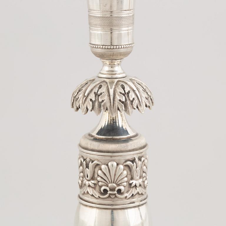 Two early 19th century German silver candlesticks, Berlin and Breslau 1820-1850.