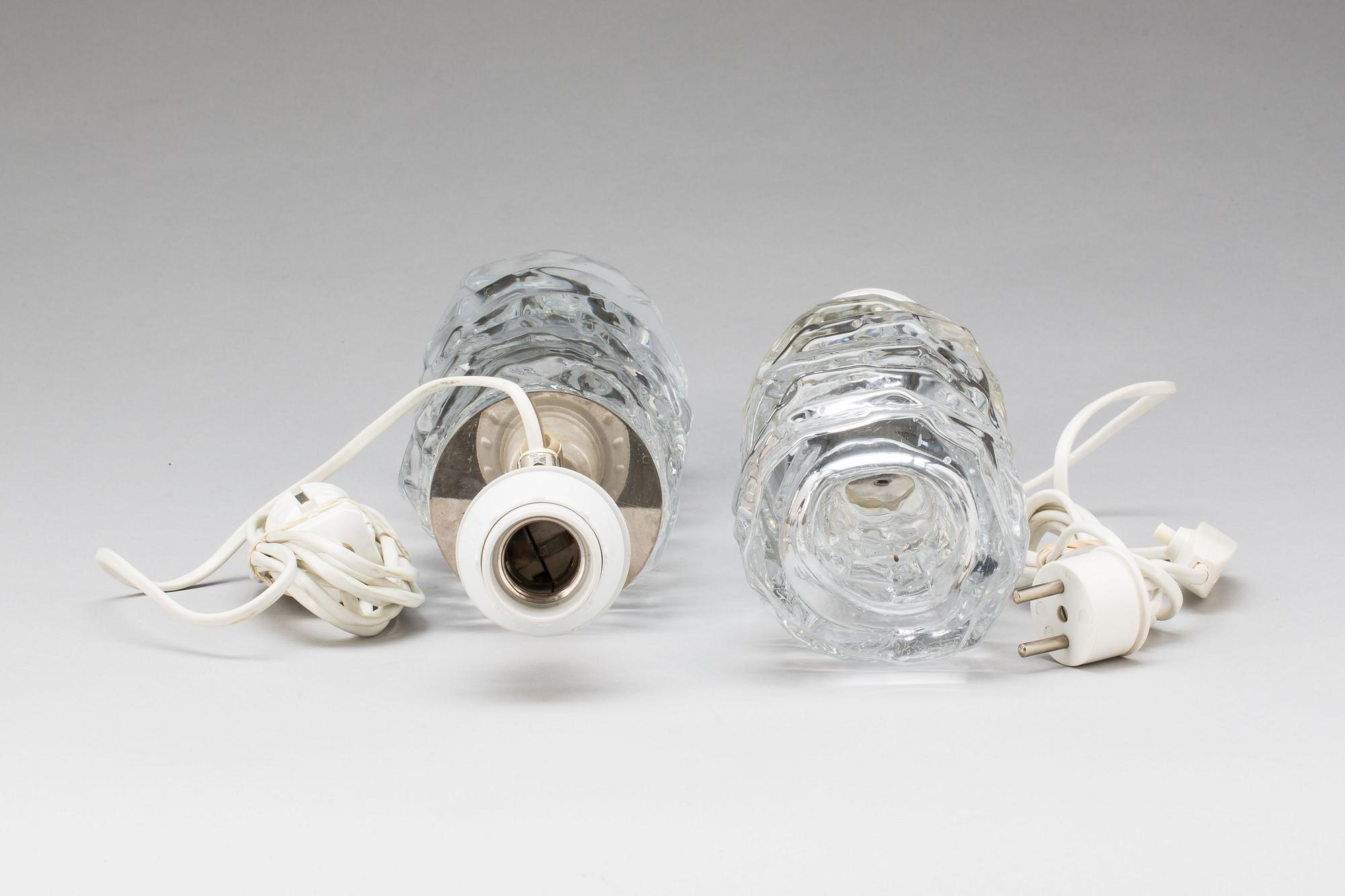 BORDSLAMPOR, glas, Reijmyre. 1960-tal.