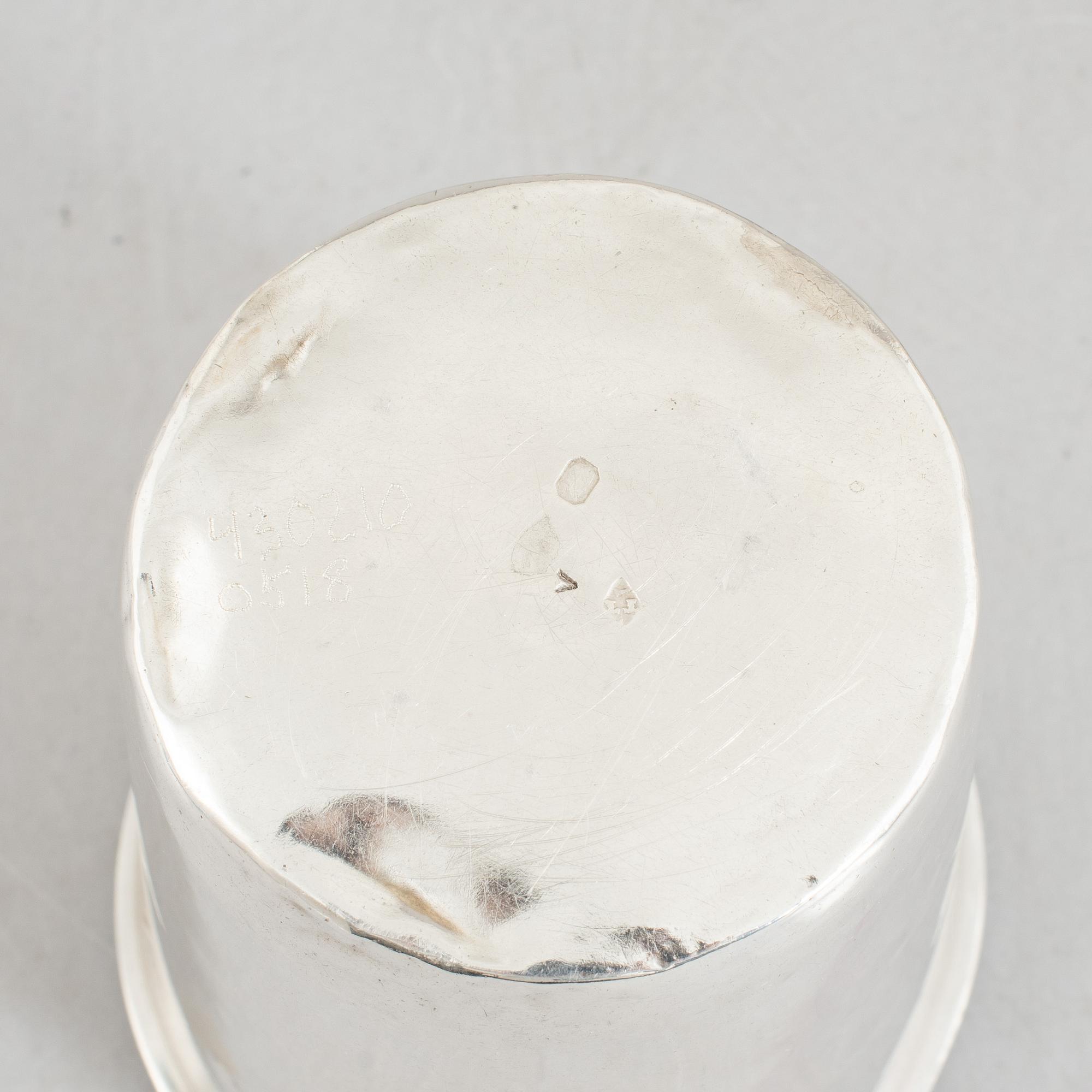 Four French silver beakers, Paris, 19th Century.