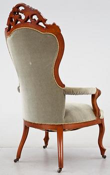 FÅTÖLJ, nyrokoko, 1800-talets andra hälft.