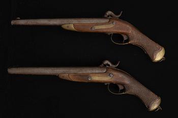 Two Swedish cavalry percussion lock pistols model 1850, marked 1852.