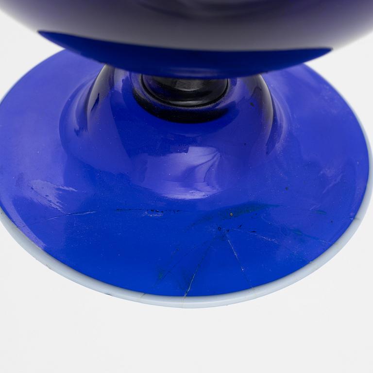 A blue glass potpurri urn from Göteborgs glasbruk or Norway, circa 1800.